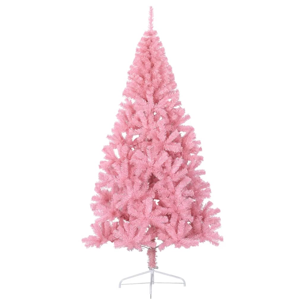 Artificial Half Christmas Tree with Stand Pink 8 ft PVC