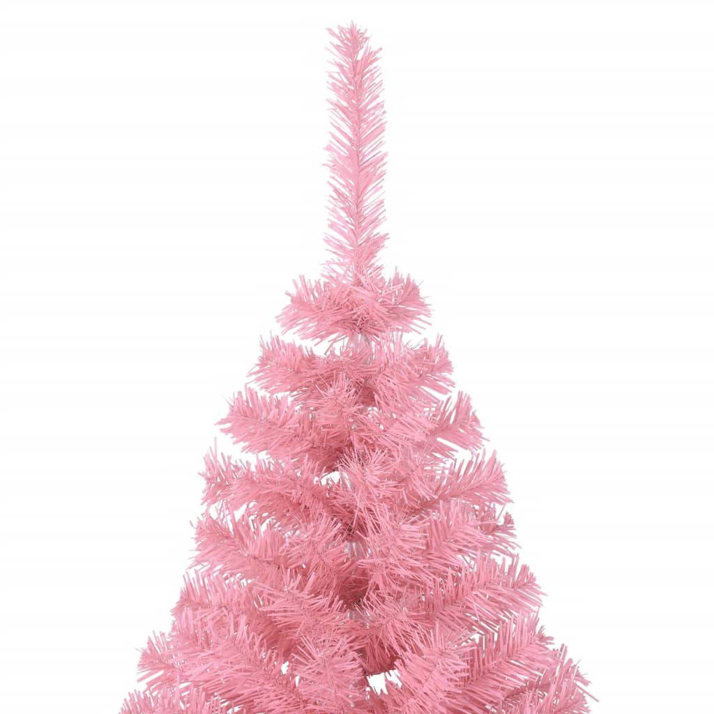 Artificial Half Christmas Tree with Stand Pink 8 ft PVC
