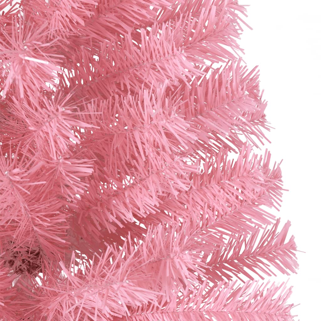 Artificial Half Christmas Tree with Stand Pink 8 ft PVC