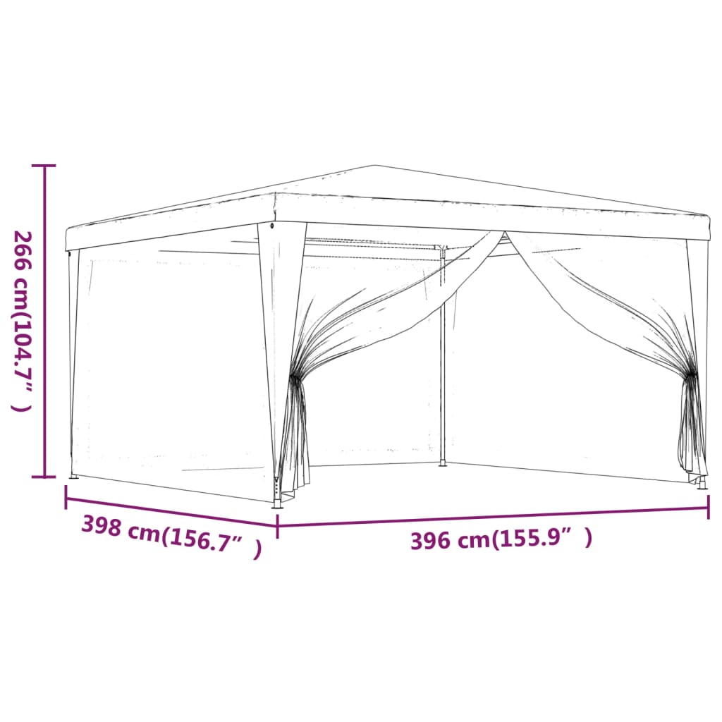 Party Tent with 4 Mesh Sidewalls Green 13.1'x13.1'HDPE
