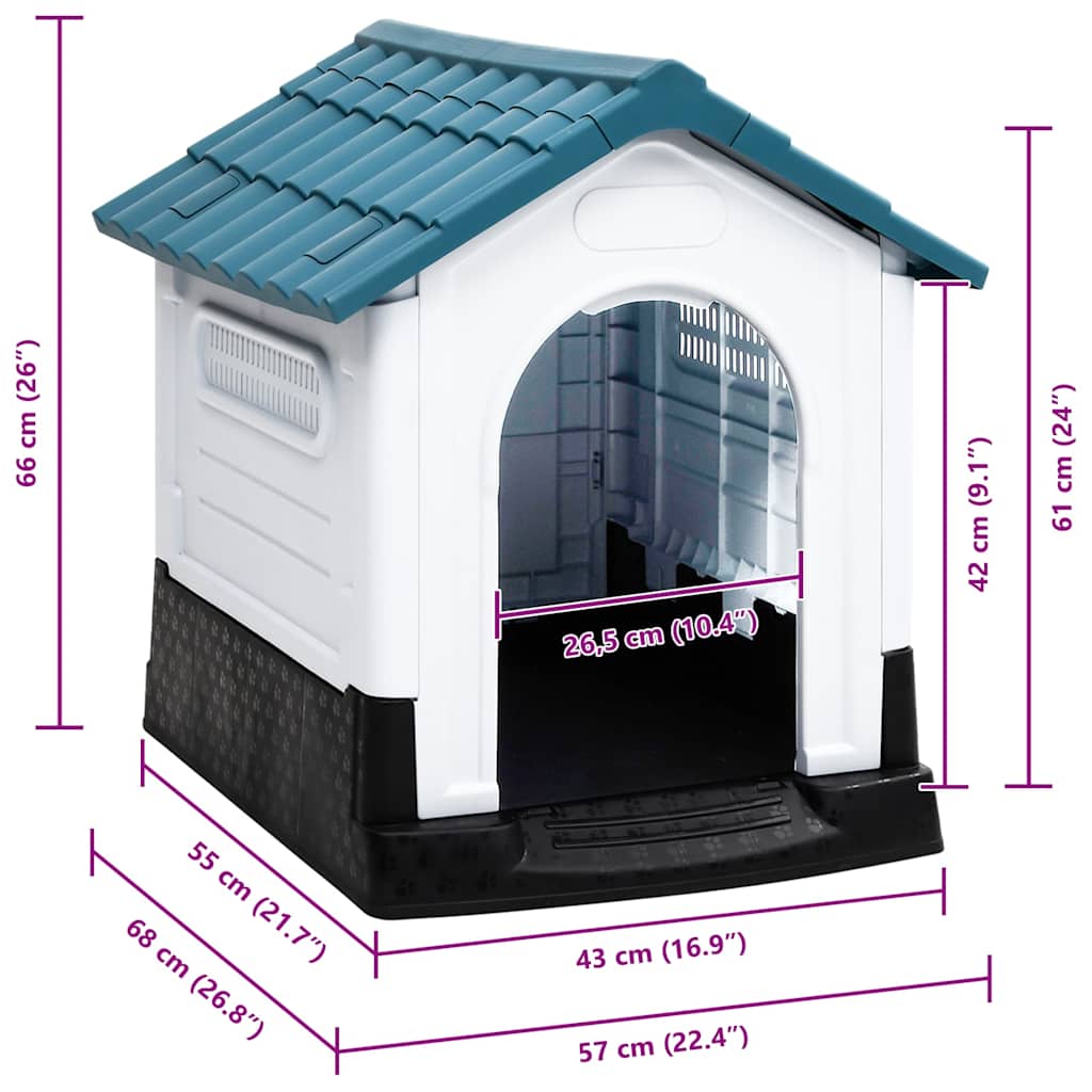 Dog House Blue 57x68x66 cm Polypropylene