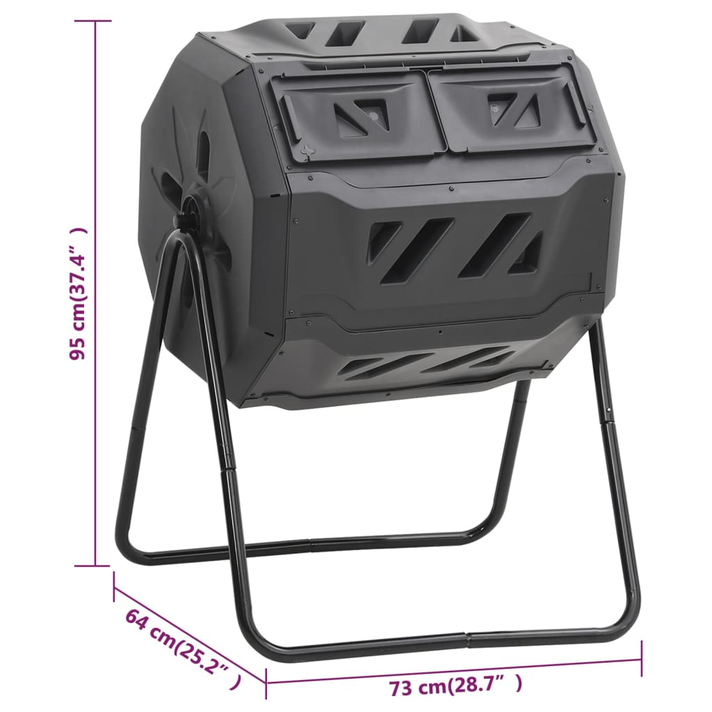 vidaXL Compost Bin Black Plastic Medium Rotatable Compost Bin Cubic