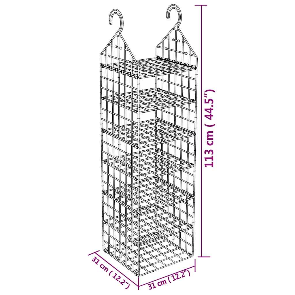 Hanging Closet Organiser | Grey | PP (Polypropylene), PE (Polyethylene)