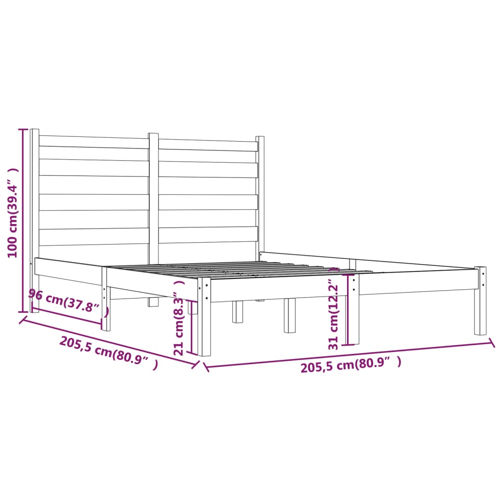 Bed Frame without Mattress Honey Brown Solid Wood 200x200 cm