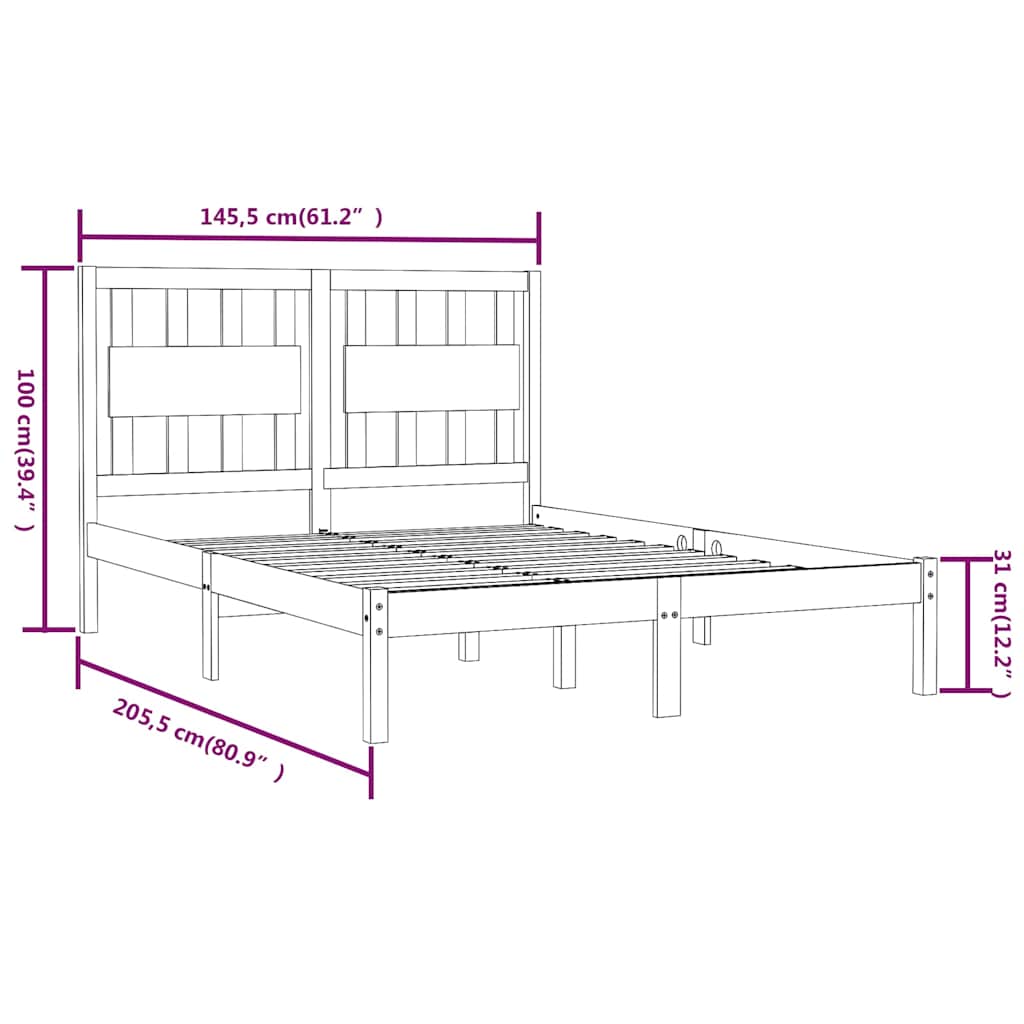 Bed Frame without Mattress White Solid Wood 140x200 cm