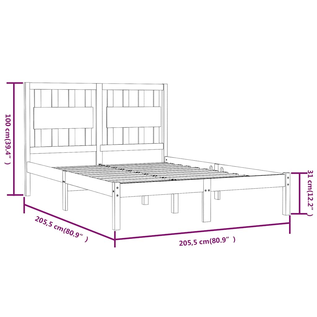 Bed Frame without Mattress Black Solid Wood 200x200 cm