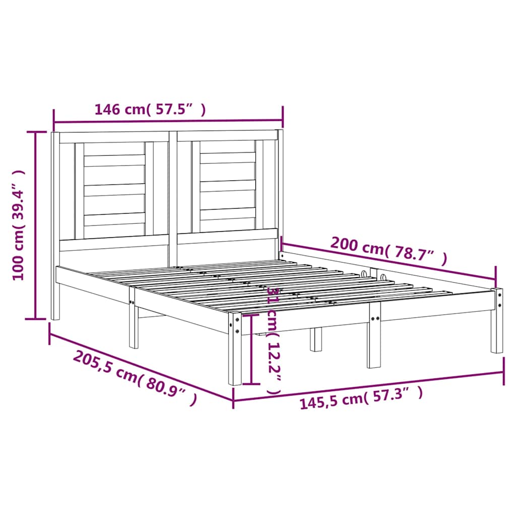 Bed Frame | Natural Pine | Solid Pine Wood | Double | Durable | Bed Frame