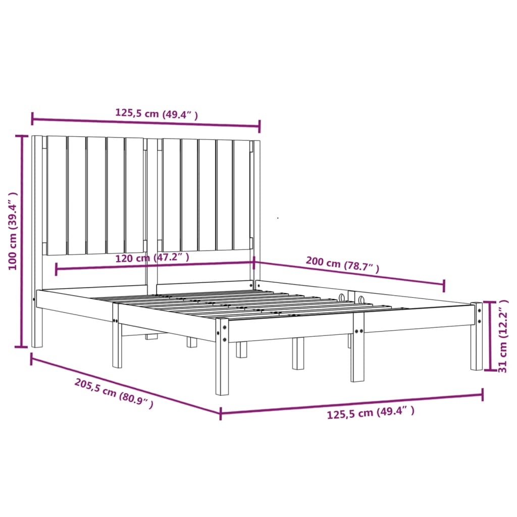 Bed Frame | Natural Wood | Solid Pine Wood | Double | Appealing Design