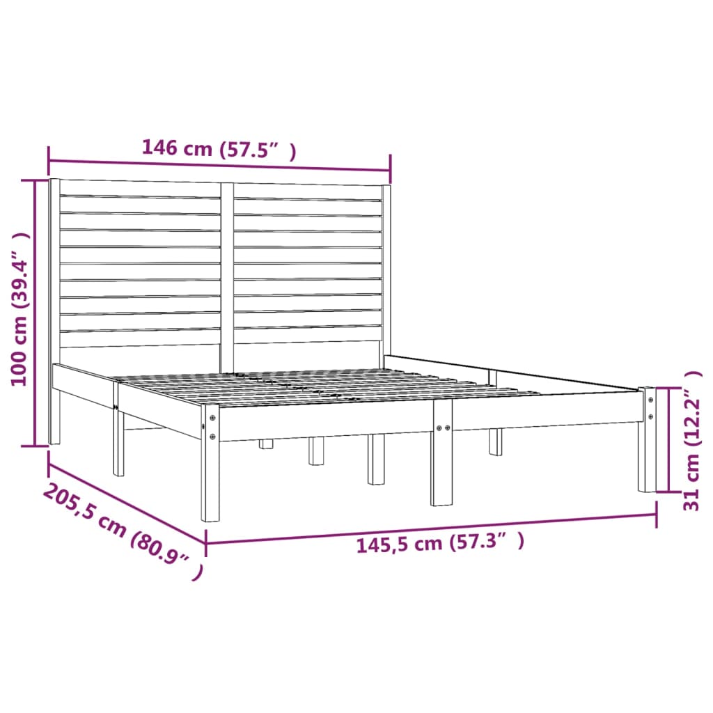 Bed Frame without Mattress White 140x200 cm Solid Wood