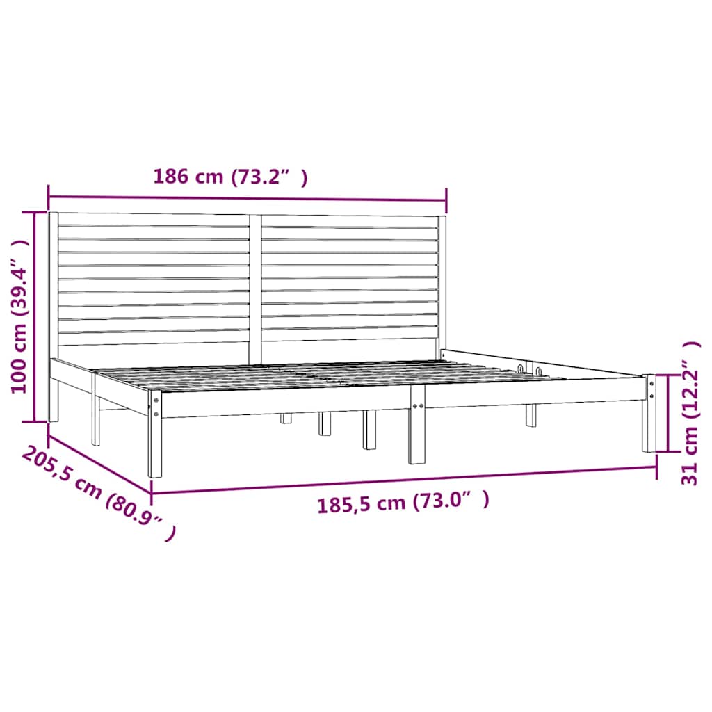 Bed Frame without Mattress 180x200 cm Super King Solid Wood