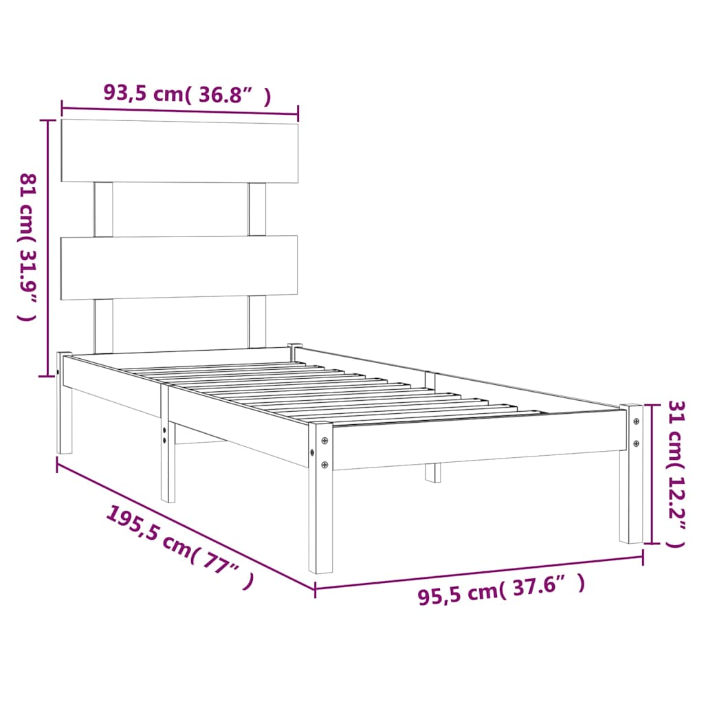 Bed Frame without Mattress 90x190 cm Single Solid Wood