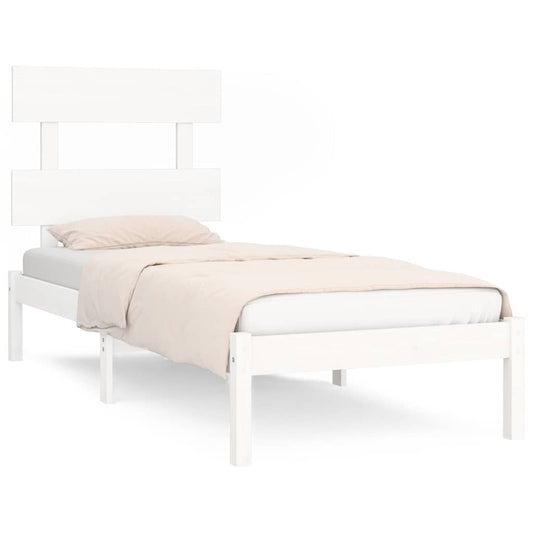 Bed Frame | White | Solid pinewood | Standard Single | Simplistic
