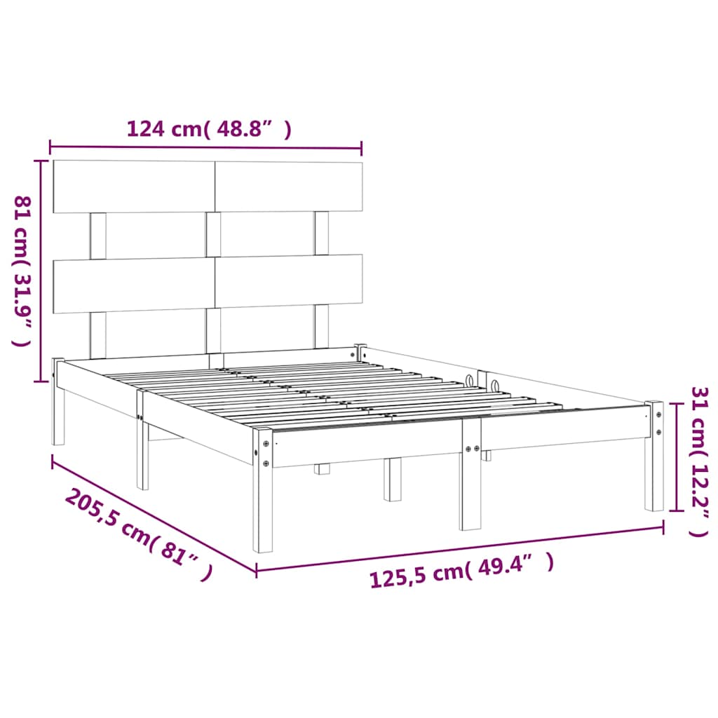 Bed Frame without Mattress White 120x200 cm Solid Wood