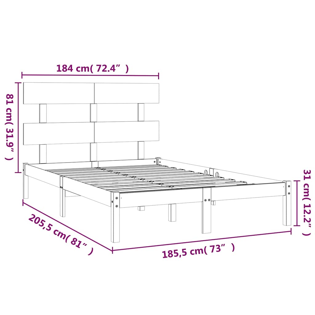 Bed Frame | White | Solid pine wood | Super King | Durable | Bed Frame