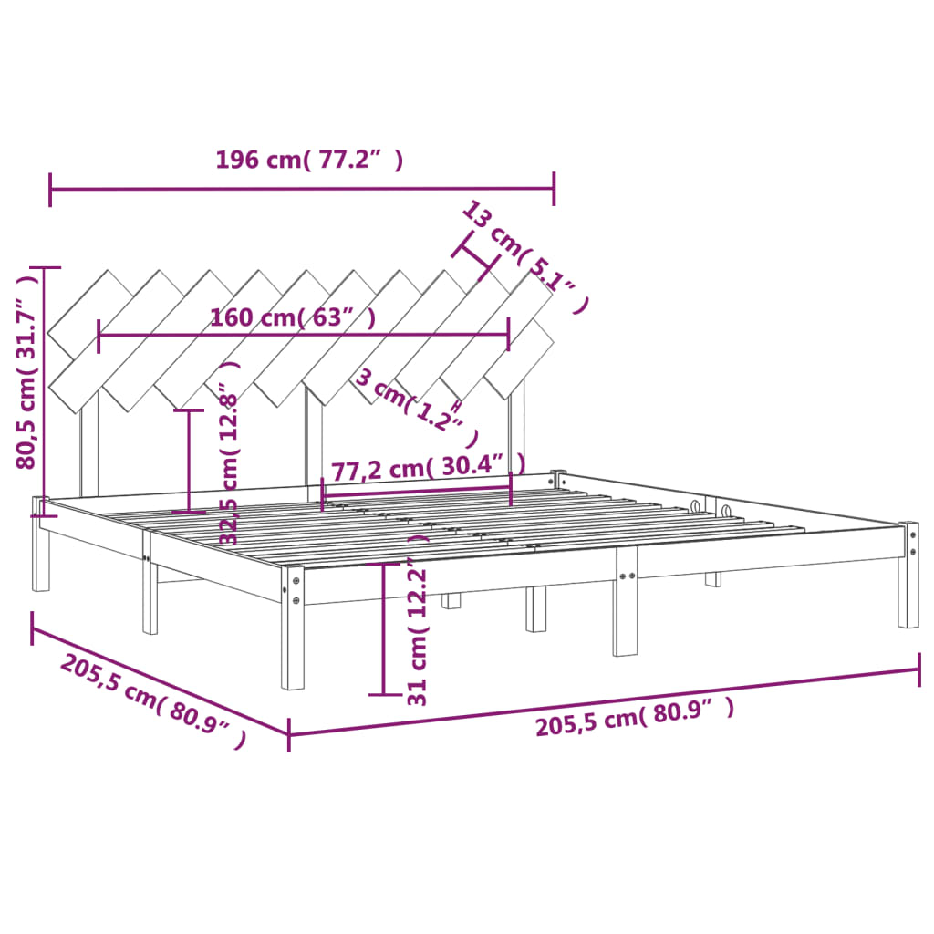 Bed Frame | Honey Brown | Solid Pine Wood | Double | Durable | Bed Frame