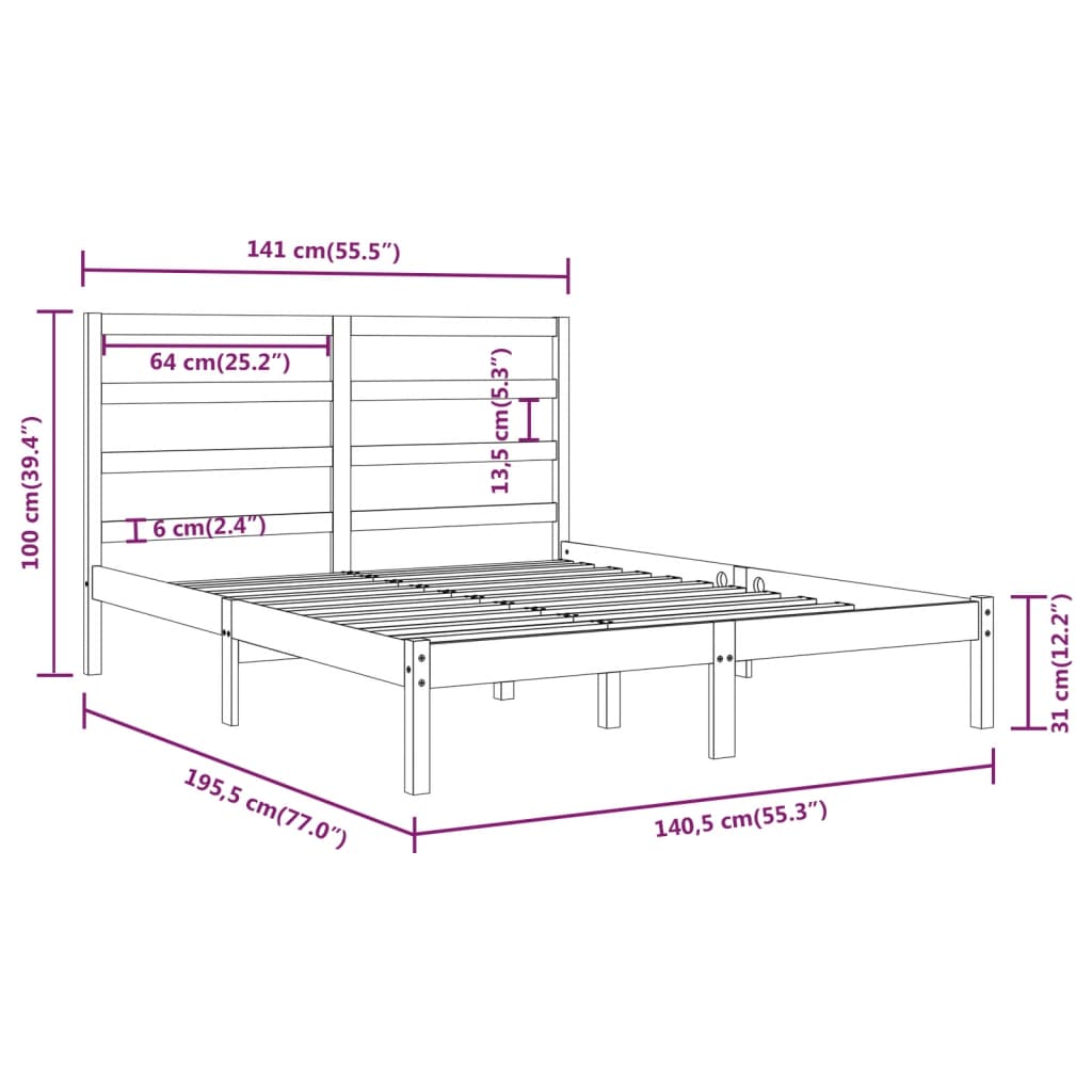 Bed Frame | Light Wood | Solid Pine Wood | Double | Durable | Bed Frame