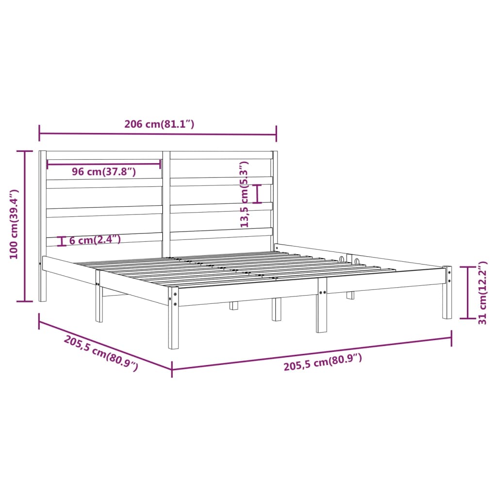Bed Frame | Grey | Solid Pine Wood, Plywood | Double | Sturdy | Bed Frame