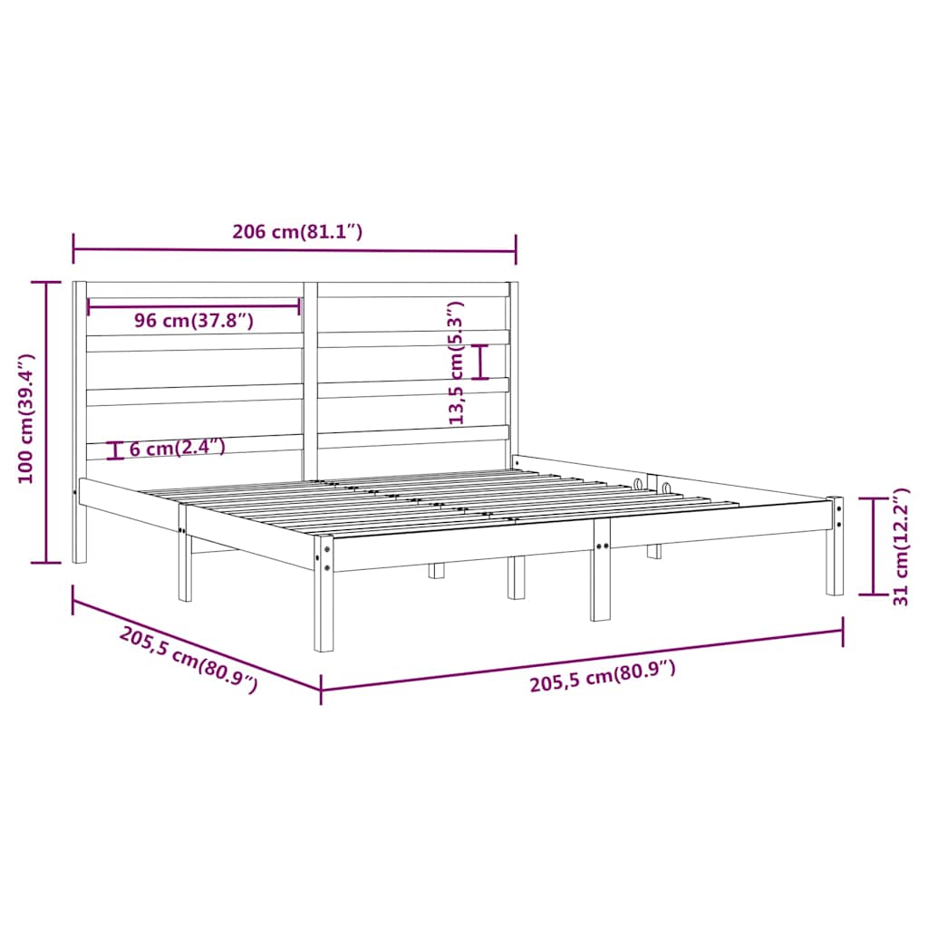 Bed Frame | Honey brown | Solid pine wood | Double | Modern | Bed Frame
