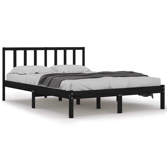 Bed Frame | Black | Solid Pine Wood | King | Durable | Bed Frame