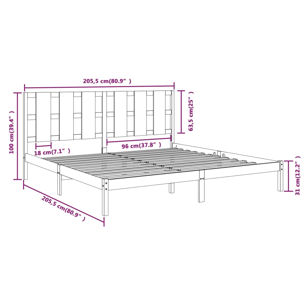 Bed Frame | Honey brown | Solid pine wood | Double | Classic/Traditional