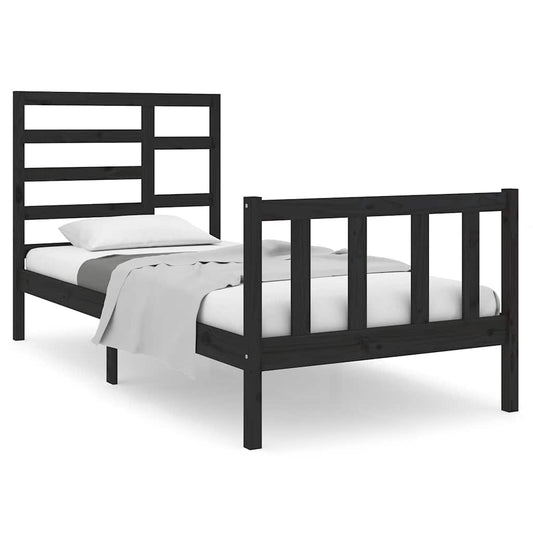 Bed Frame | Black | Solid pine wood, Plywood | Small Single