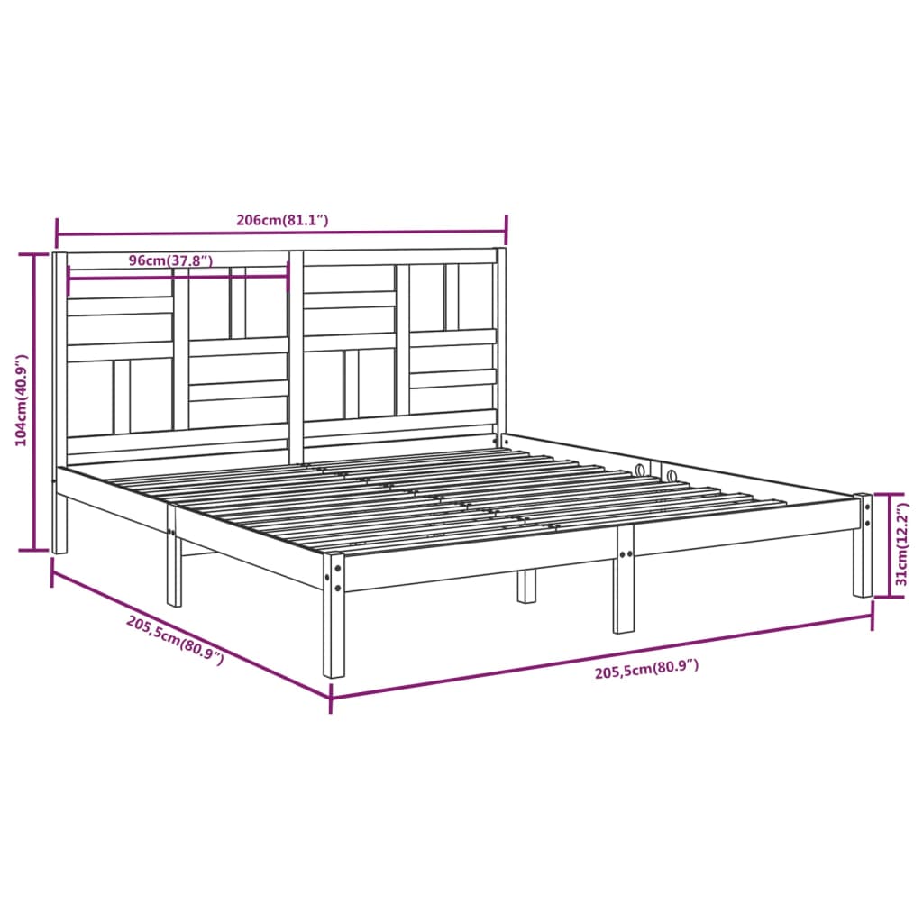 Bed Frame | White | Solid Pine Wood | Double | Bed Frame | Rectangular