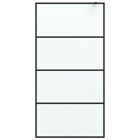 Walk-in Shower Wall Black 100x195 cm Frosted ESG Glass