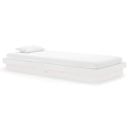 Bed Frame without Mattress White Solid Wood 90x200 cm