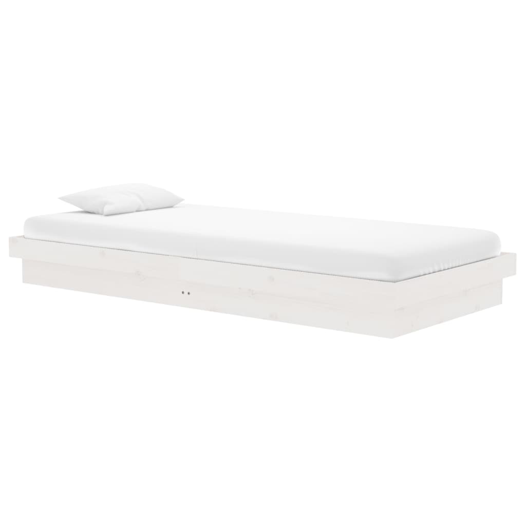819893 vidaXL Bed Frame without Mattress White Solid Wood 90x200 cm