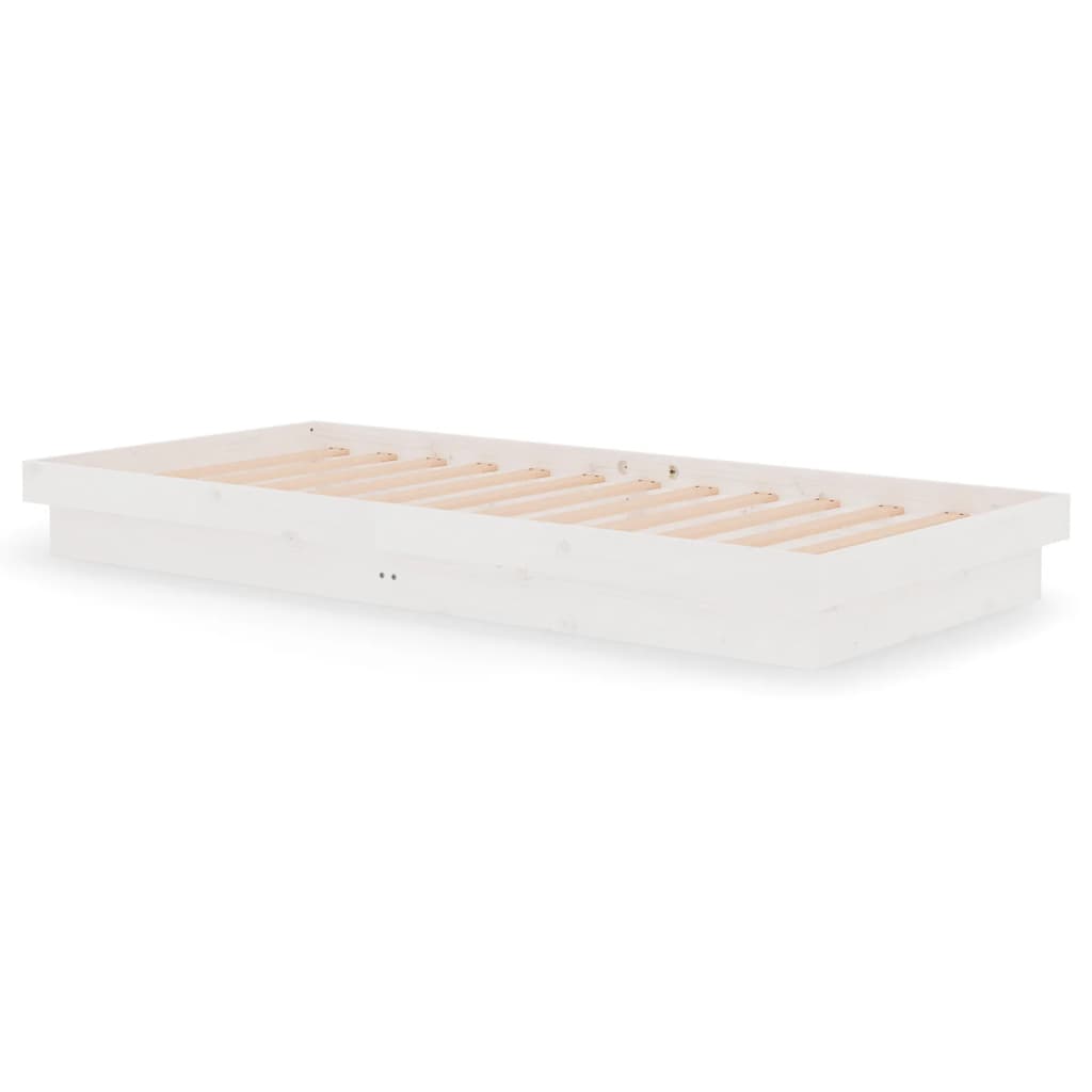 819893 vidaXL Bed Frame without Mattress White Solid Wood 90x200 cm