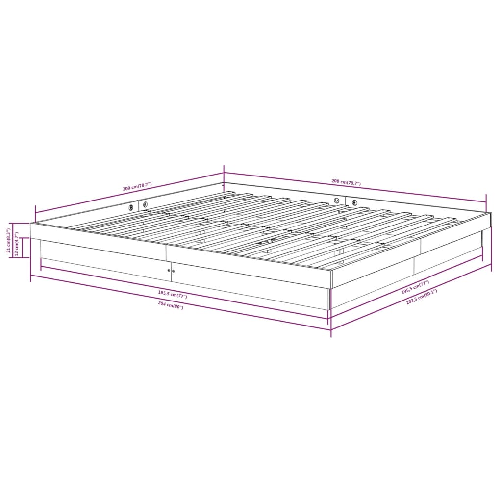 Bed Frame | White | Solid pine wood | Double | Durable | Bed Frame