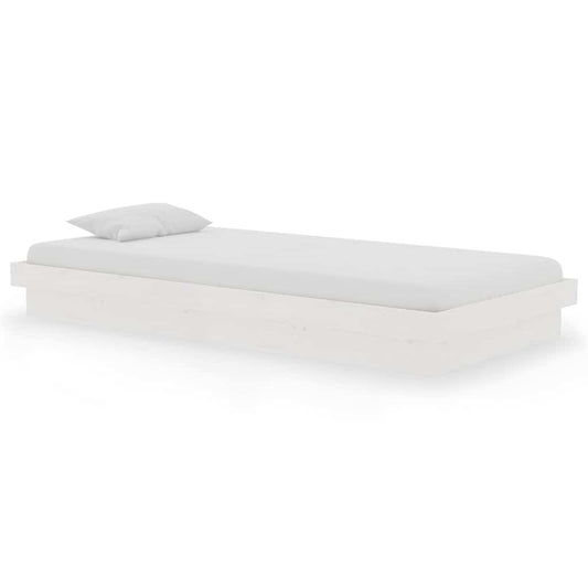 Bed Frame without Mattress White Solid Wood Single