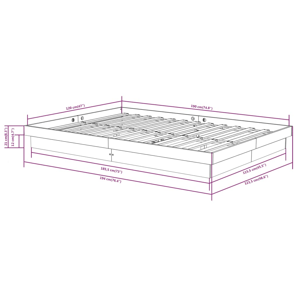 Bed Frame without Mattress Solid Wood Small Double