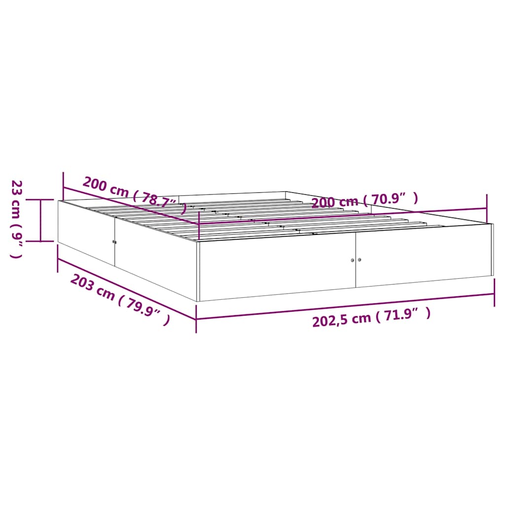 Bed Frame without Mattress Solid Wood 200x200 cm