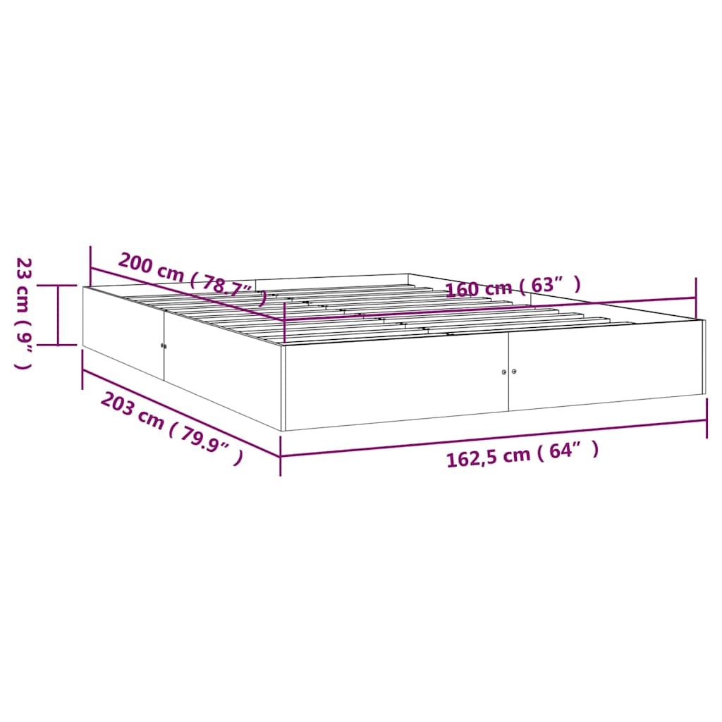 Bed Frame | Natural wood | Solid pine wood, Plywood slats | 160x200 cm