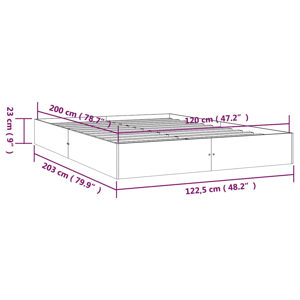 Bed Frame without Mattress Solid Wood 120x200 cm