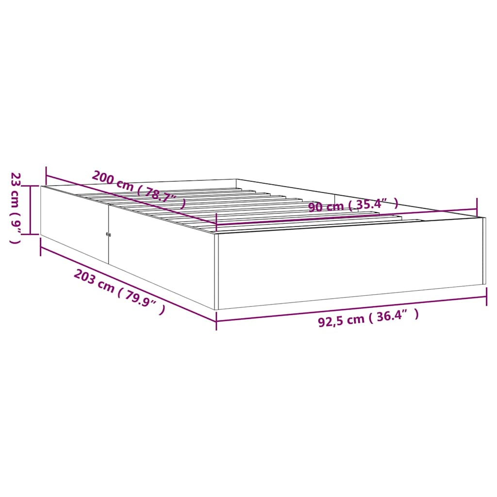 Bed Frame | White | Solid wood, Plywood | Single | Durable | Bed Frame