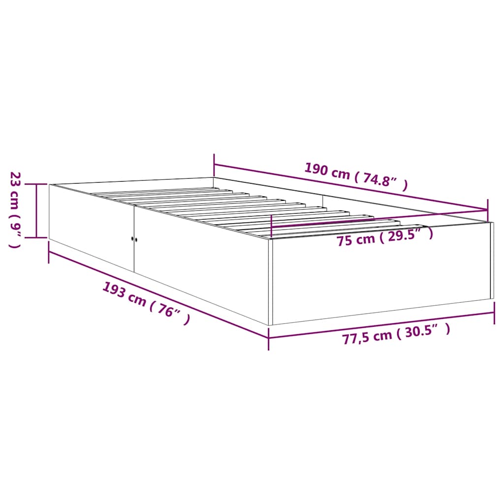 Bed Frame | Natural Wood | Solid pine wood, Plywood | Small Single