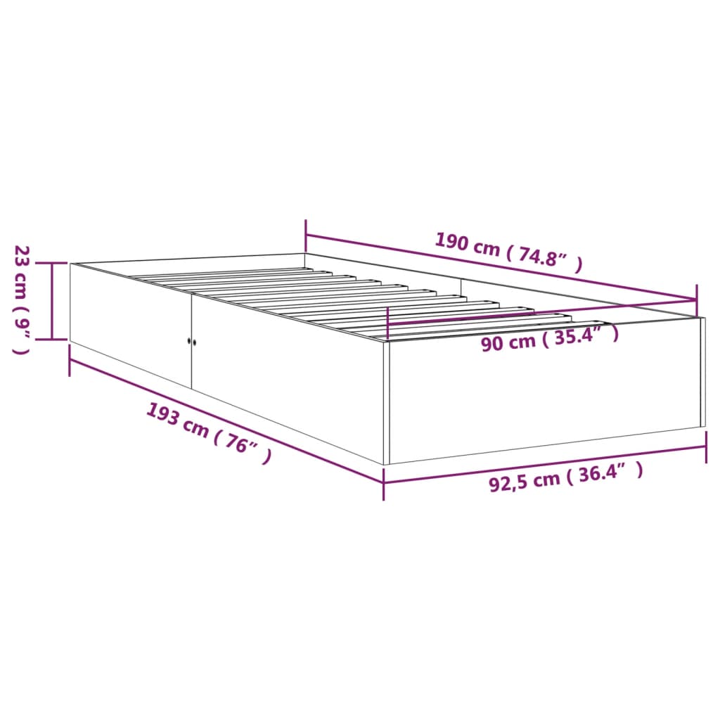 Bed Frame | Natural Wood | Solid pine wood, Plywood slats