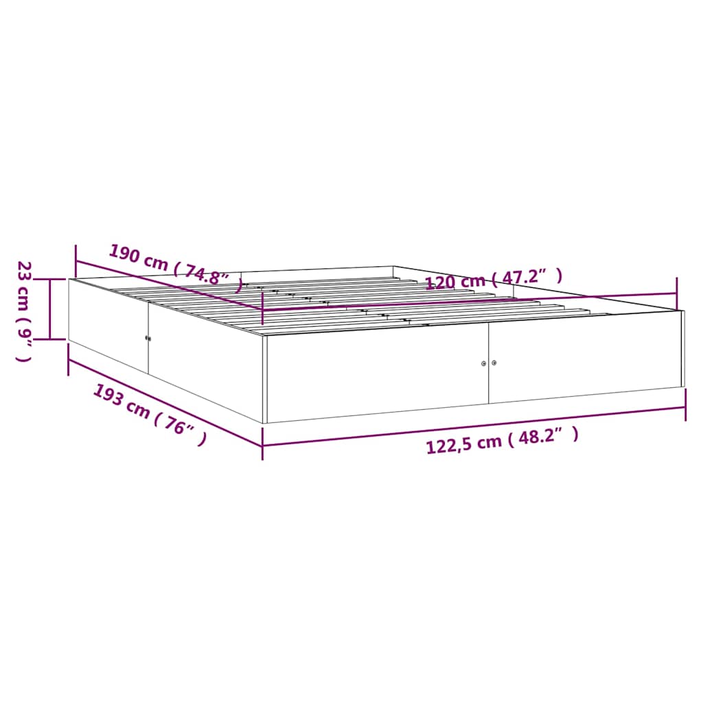 Bed Frame | Natural Wood | Solid pine wood | Small Double | Durable