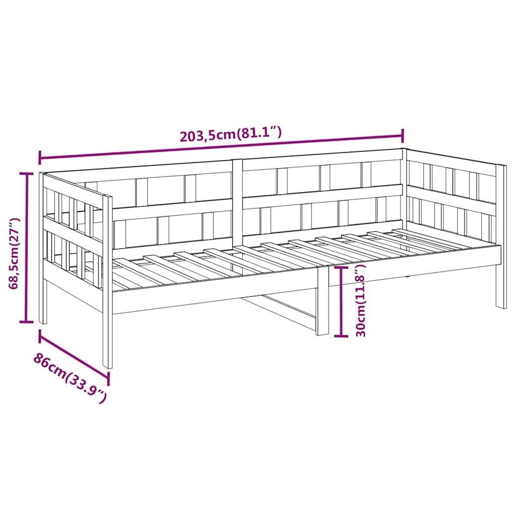 Day Bed without Mattress Solid Wood Pine 80x200 cm