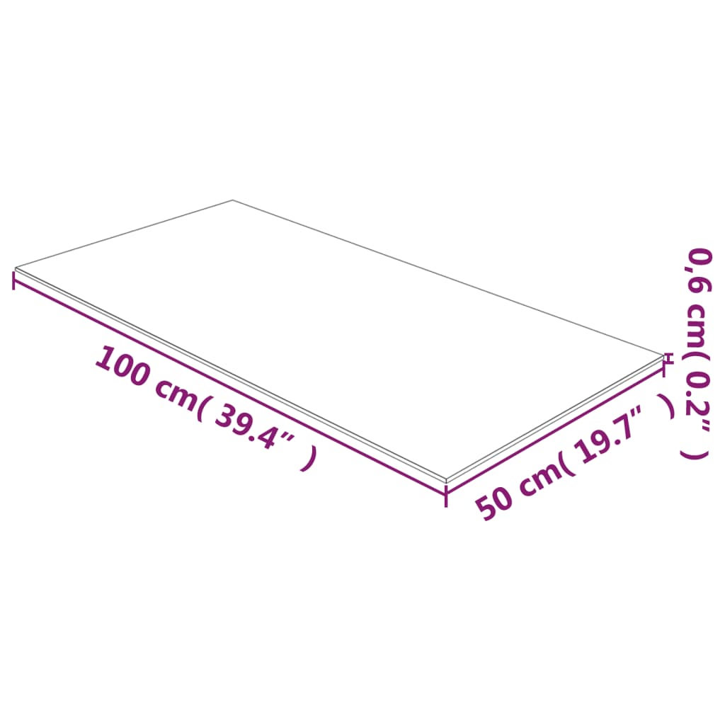 Table Top Transparent 50x100 cm Tempered Glass