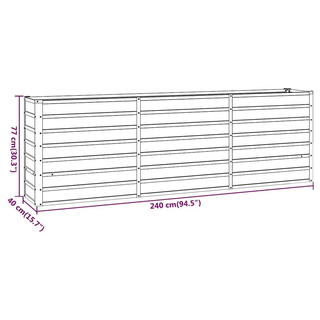 Garden Raised Bed Rusty 94.5"x15.7"x30.3" Corten Steel