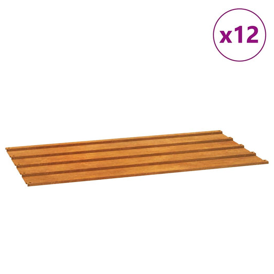 Roof Panels 12 pcs Rusty 80x44 cm Corten Steel