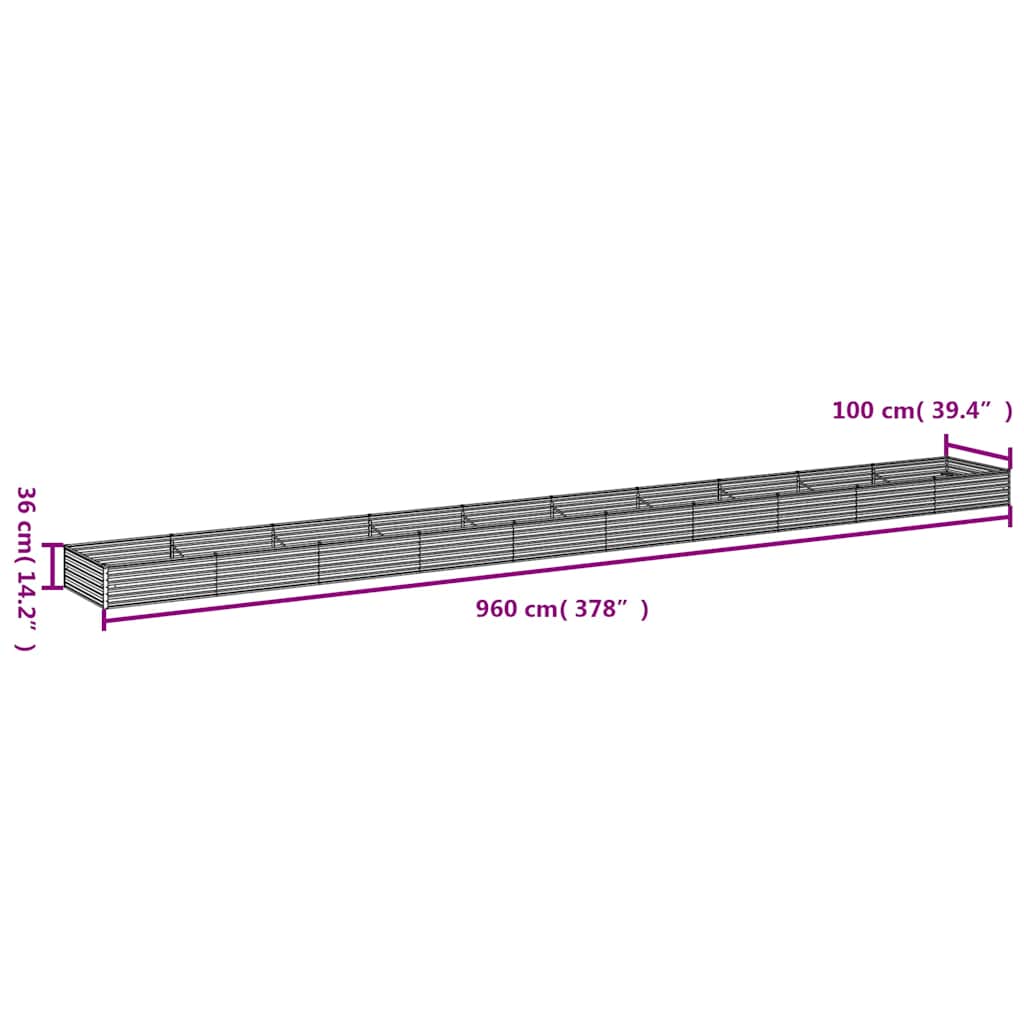Garden Raised Bed 960 x 100 x 36 cm