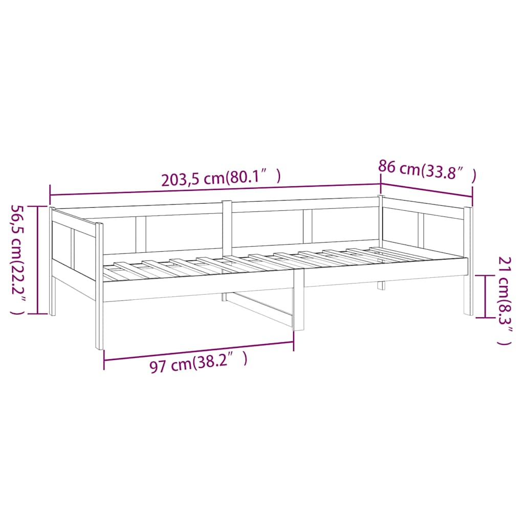 Day Bed without Mattress Solid Wood Pine 80x200 cm