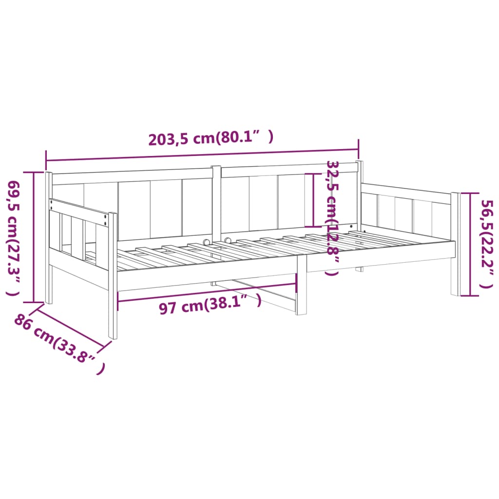 Day Bed without Mattress Solid Wood Pine 80x200 cm