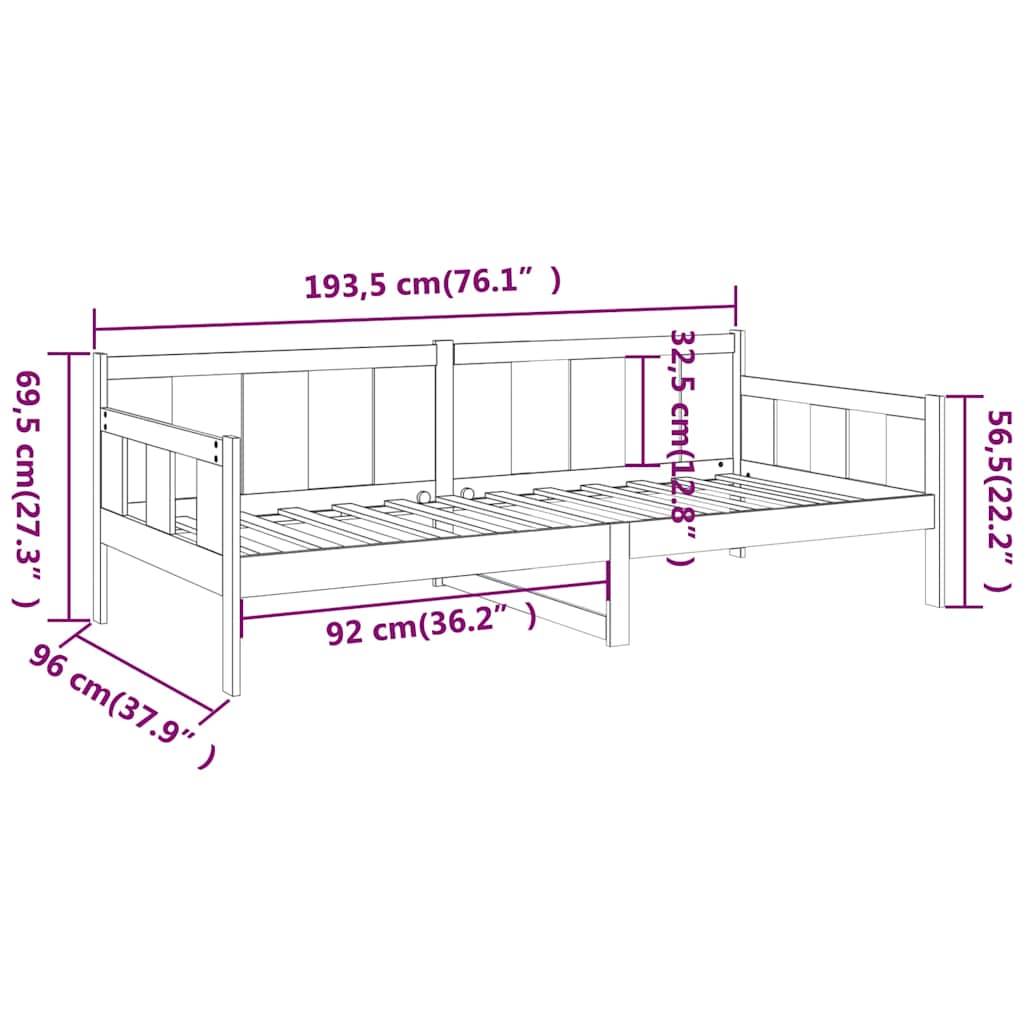 Day Bed without Mattress Solid Wood Pine 90x190 cm Single