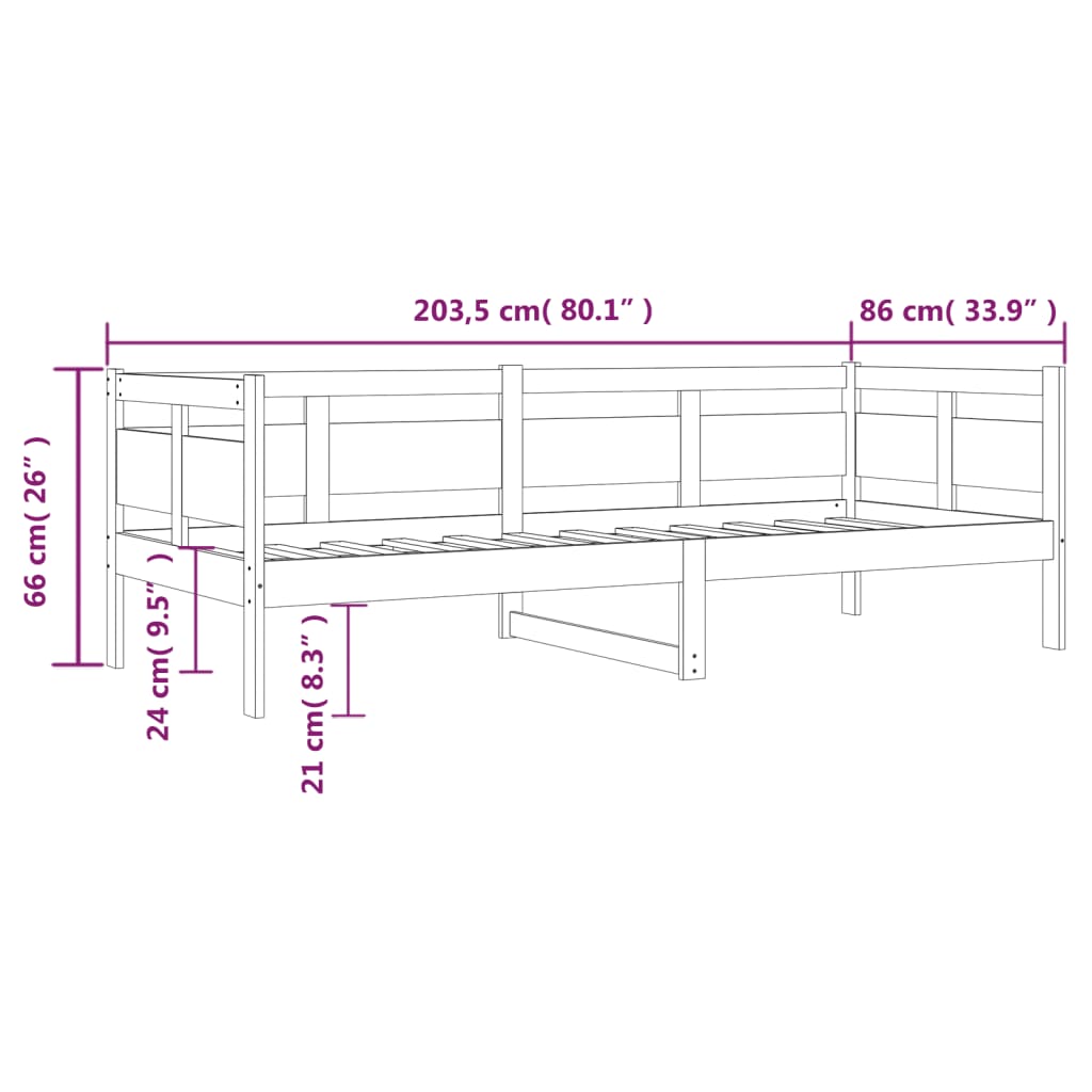 Day Bed | White | Solid pine wood, plywood | Single
