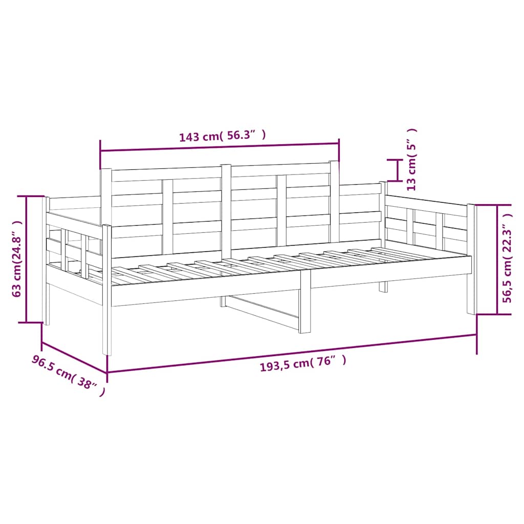 Day Bed | Natural Pine | Solid pine wood and plywood | Single